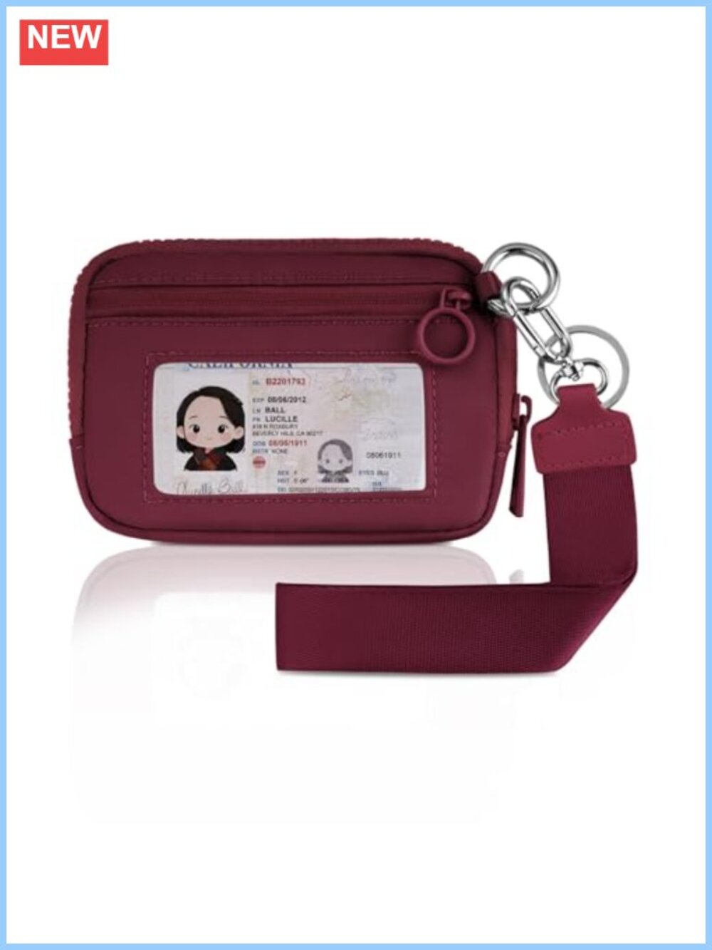 VUTUXA Keychain Wristlet Wallet for Women Zip Card Case ID Window Nylon